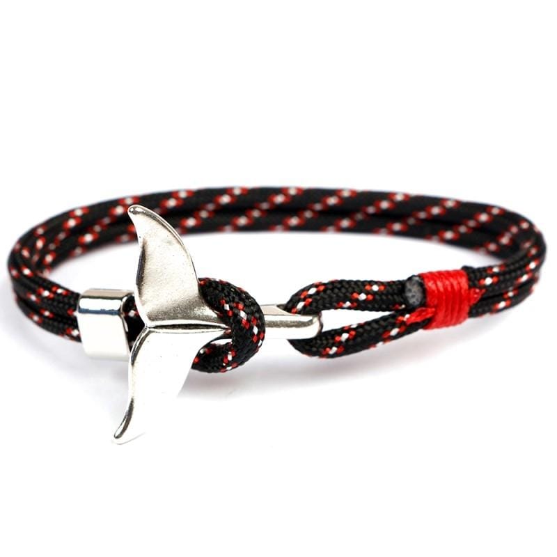 Whale Tail Anchor Charm Nautical Survival Rope Chain Bracelets (Black blue)