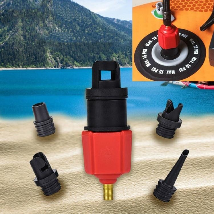 Surfing Paddle Board Rubber Boat Inflatable Bed Air Valve Adapter Car Air Pump Adapter (Red)