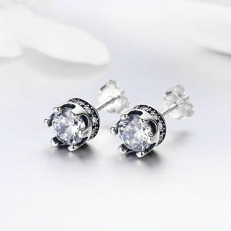 Crown S925 Sterling Silver Women Earrings With Zircon Earrings