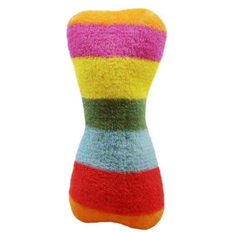 3 PCS Stuffed Toy Plush Sound Fruits Vegetables Pets Toy, Color: Rainbow Bone