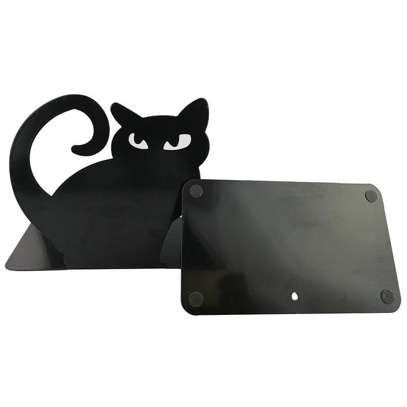 1 Pair Cute Cartoon Persian Cat Metal Bookends Bookend Art Book Holder Decoration (White)
