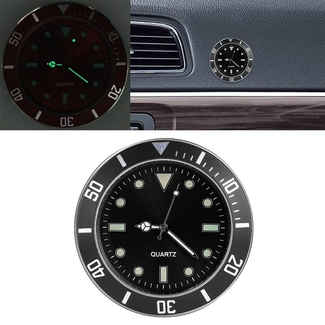 Car Paste Clock Car Luminous Watch (Black)