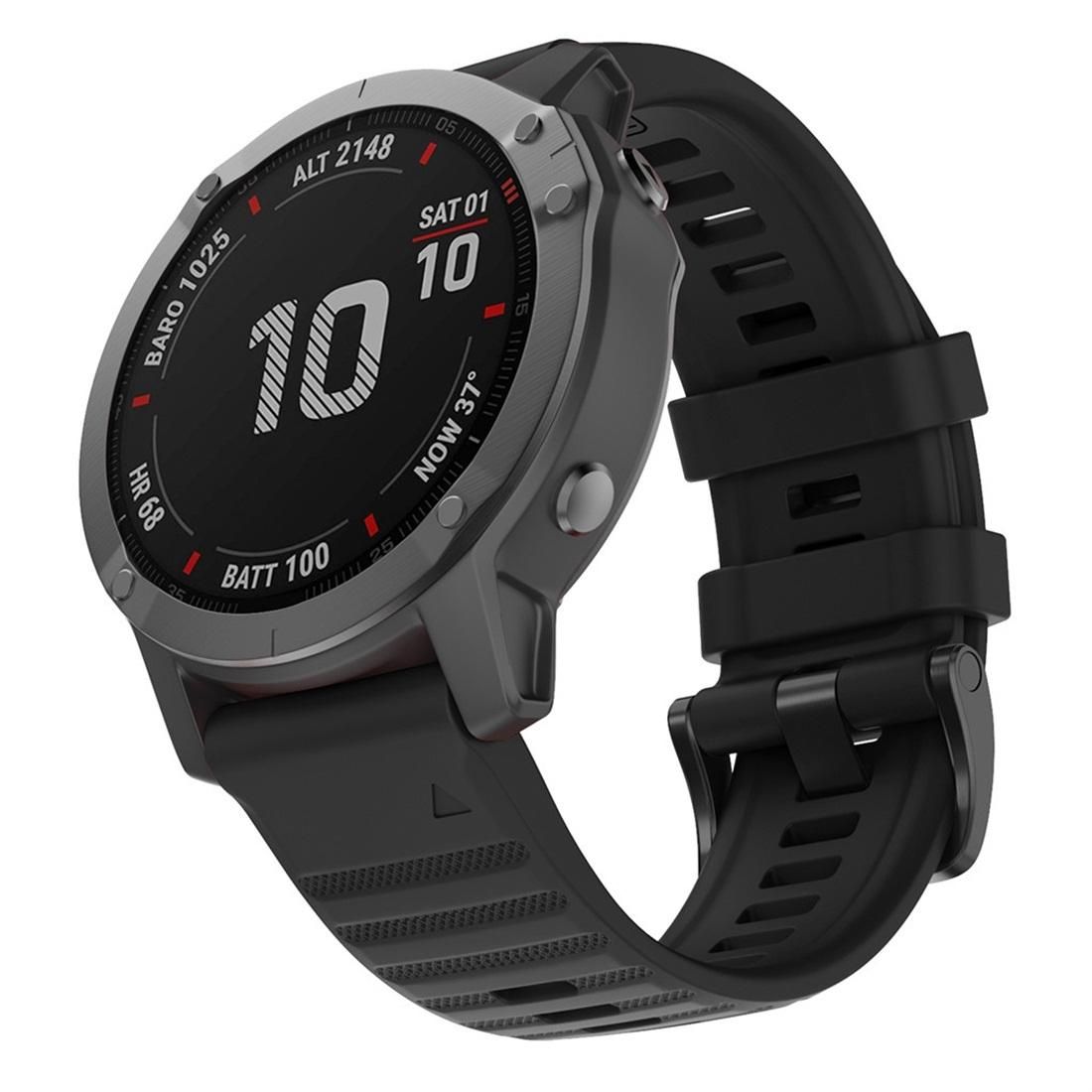 For Garmin Fenix 6 22mm Silicone Smart Watch Replacement Strap Wristband (Black)