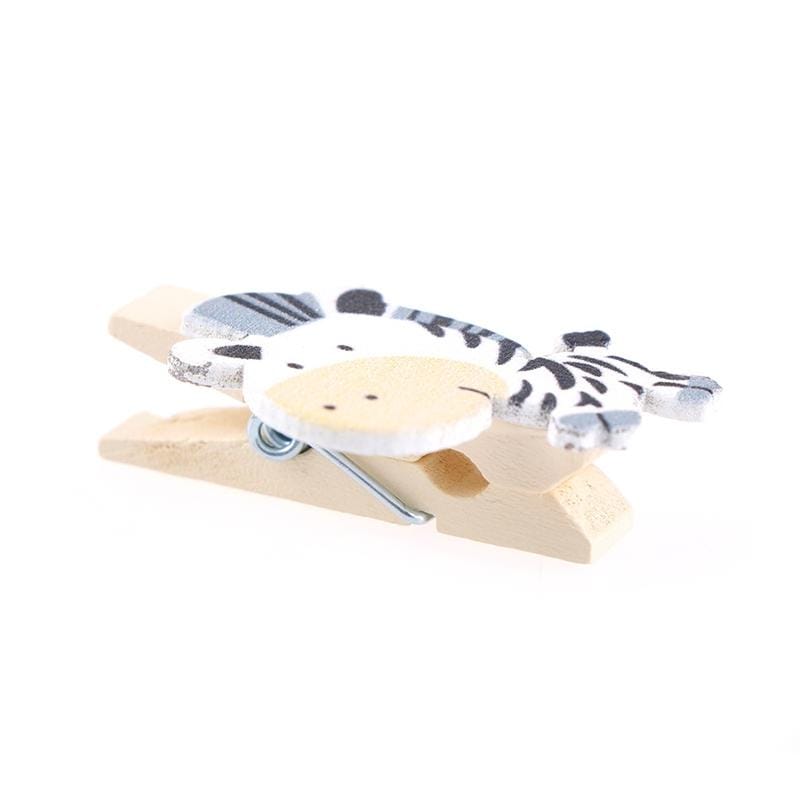 2 PCS Handmade Wooden With Hemp Rope Cartoon Zebra Little Clip