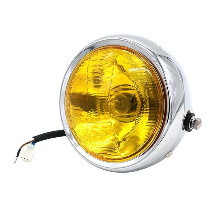 Motorcycle Silver Shell Retro Lamp LED Headlight Modification Accessories for CG125 / GN125 (Yellow)
