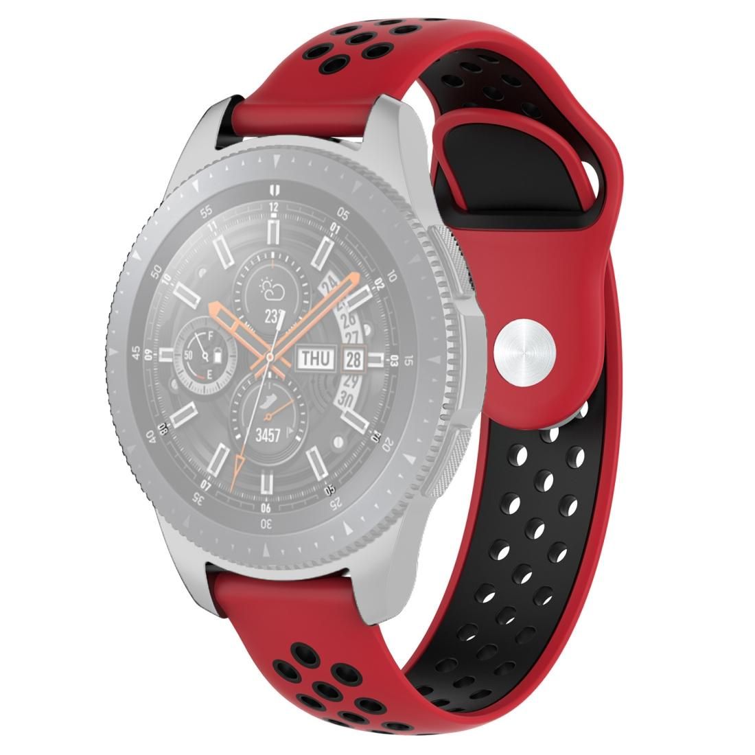 Double Color Wrist Strap Watch Band for Galaxy Watch 46mm (Red Black)
