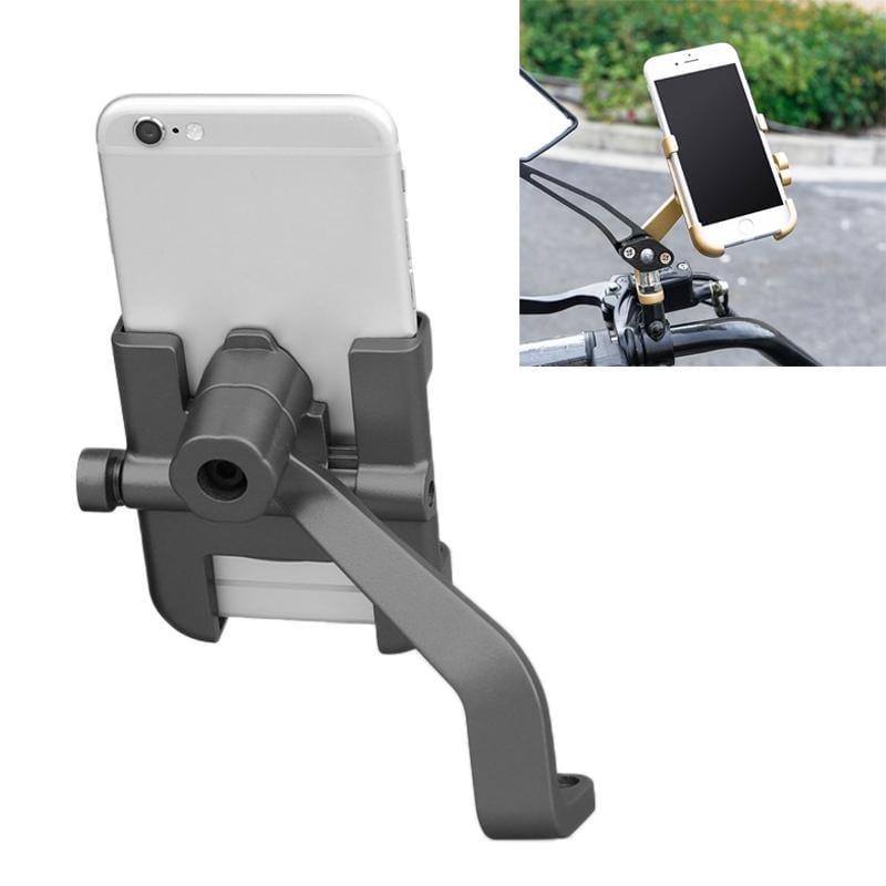 Motorcycle Rear View Mirror Aluminum Alloy Phone Bracket, Suitable for 60-100mm Device (Grey)