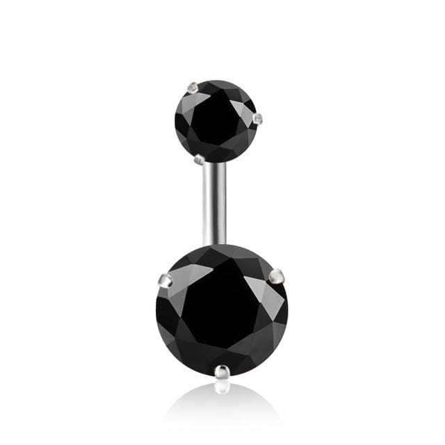 2 PCS Zircon Crystal Body Jewelry Belly Button Ring Navel Piercing Ear Drill (Black)