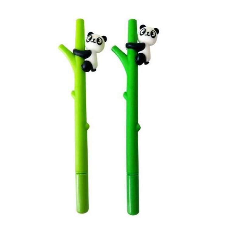2 PCS Cartoon Creative Bamboo Panda Shape Pen Student Supplies Gel Pen, Refill Color:Black, Written:0.5mm