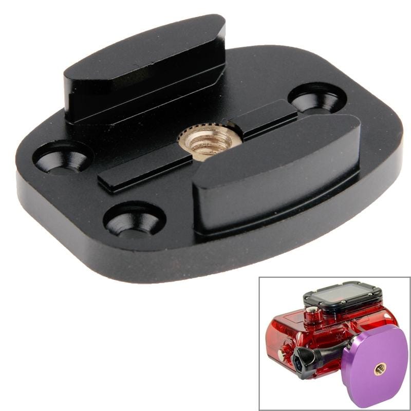 Aluminum Flat Surface W Shape Mount Tripod Camera Adapter for GoPro Hero 4 / 3+ / 3 / 2 / 1, Size: 5cm x 4cm x 1.5cm (Black)