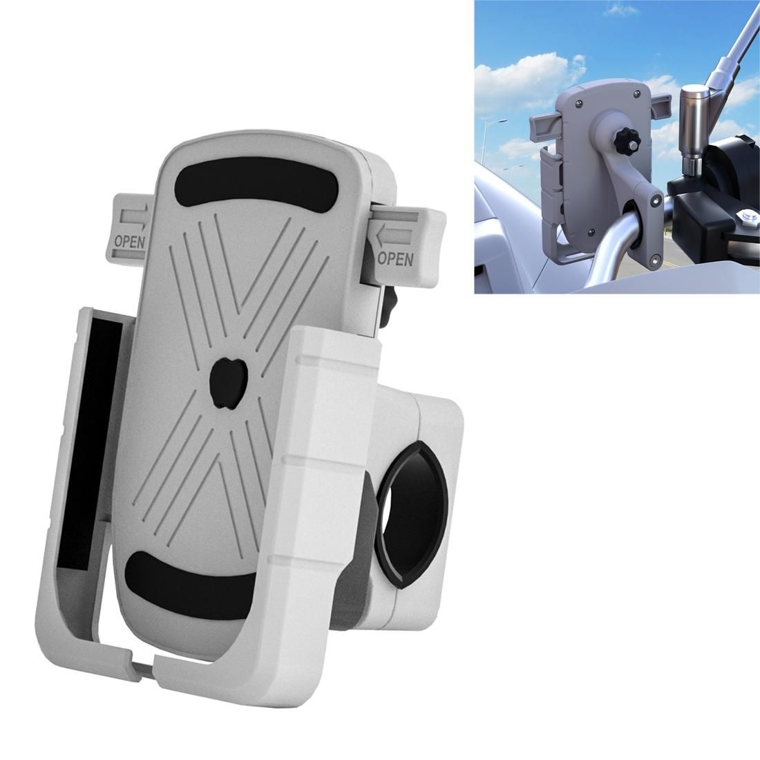 CS-1065A1 Motorcycle Aluminum Alloy Mobile Phone Holder Bracket, Handlebar Version (Silver)