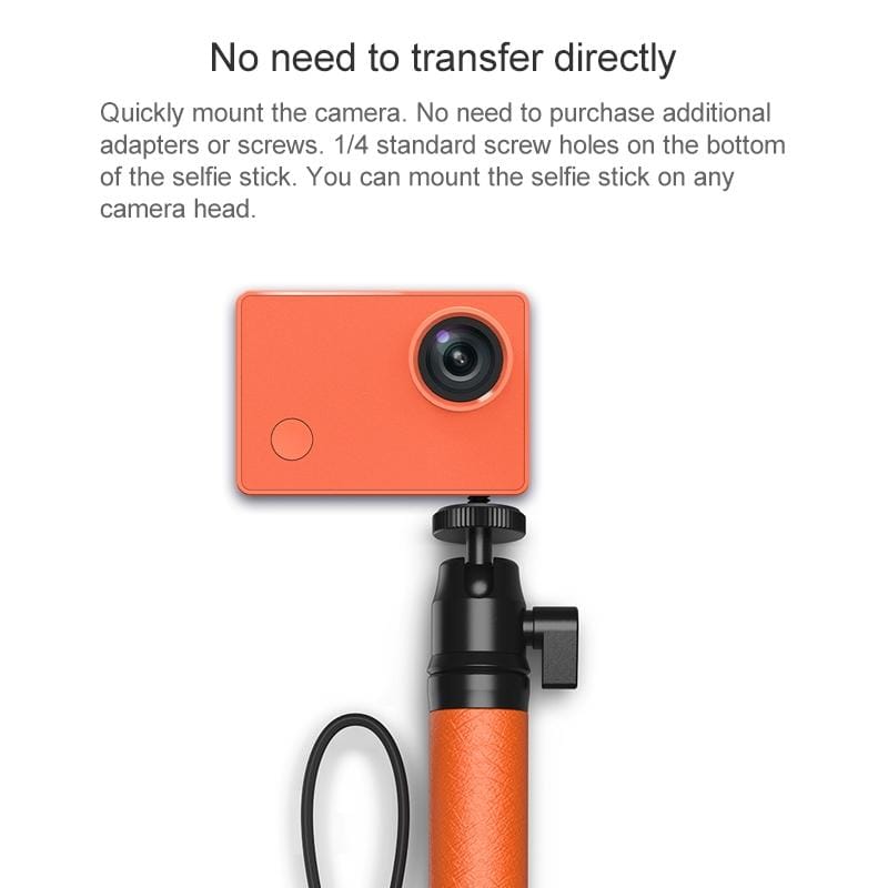Original Xiaomi Youpin SEABIRD Retractable Leather Handle Aviation Aluminum Alloy 4K Sports Camera Selfie Stick with Rubber Hand Strap (Blue)