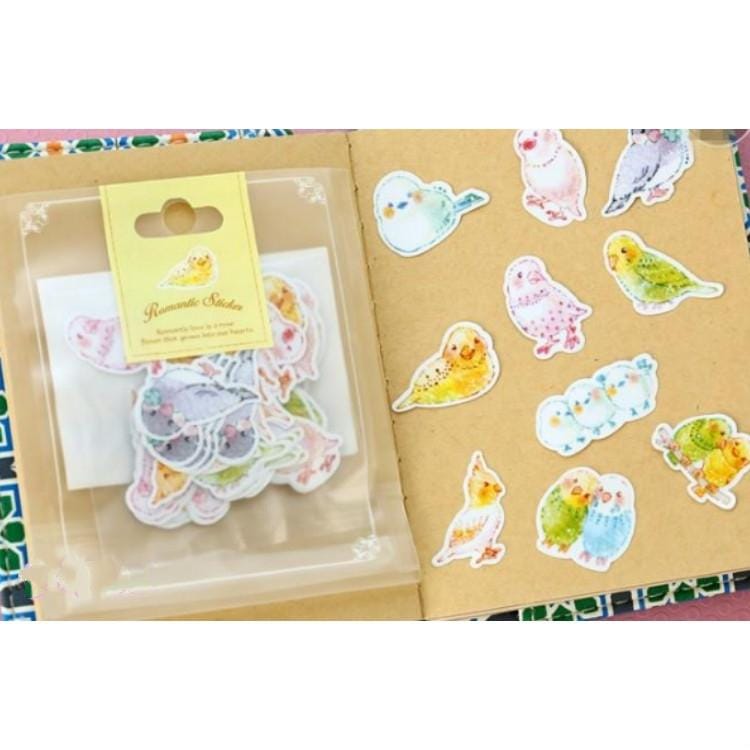2 Bags Romantic Small Stickers Hand Painted Watercolor Paper Hand Account Decorative Sticker Pack (Bird)