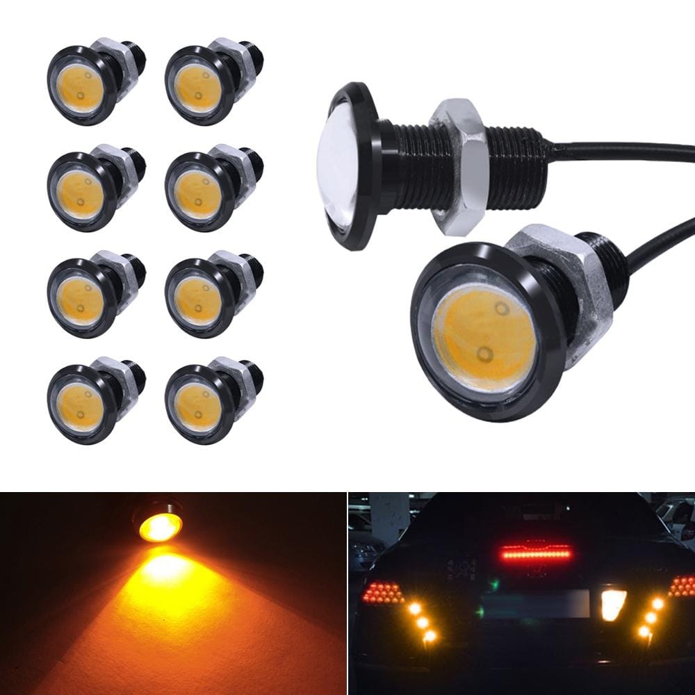 10 PCS 18mm 1.5W DC9-80V Motorcycle Eagle Eye Light Single Lens (Yellow Light)