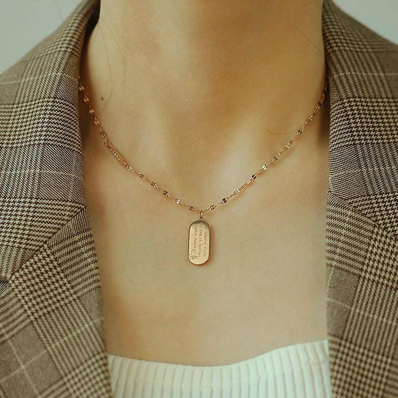 OPK 1682 Ladies Titanium Steel Necklace Classic Simple Diamond-studded Clavicle Chain Jewelry