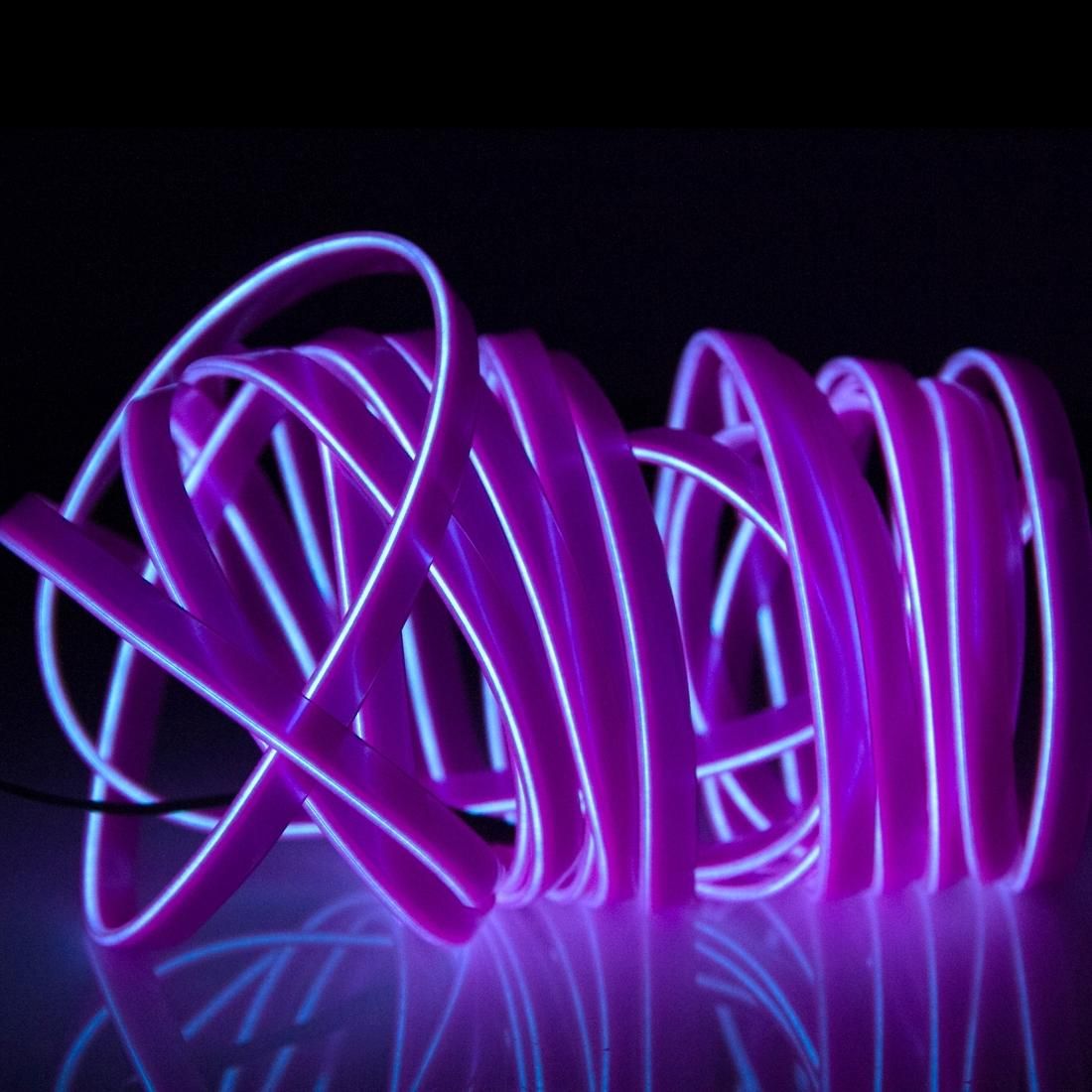 EL Cold Yellow Light Waterproof Flat Flexible Car Strip Light with Driver for Car Decoration, Length: 5m (Purple)