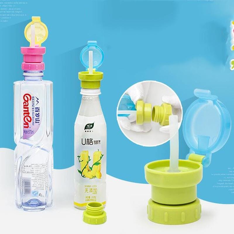 Children Portable Bottled Drinks Anti-overflow Anti-squash Replacement Straw Cap (Yellow)