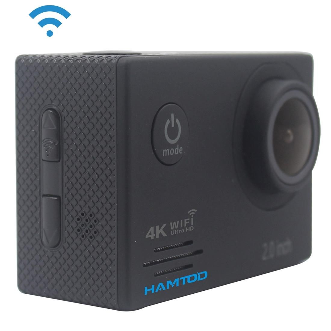 HAMTOD HF60 UHD 4K WiFi 16.0MP Sport Camera with Waterproof Case, Generalplus 4247, 2.0 inch LCD Screen, 120 Degree Wide Angle Lens, with Simple Accessories (Black)