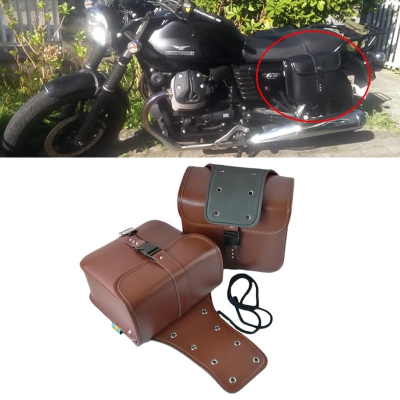 Motorcycle Accessories Modified Side of the Box Leather Bag Knight Bag Kit (Brown)