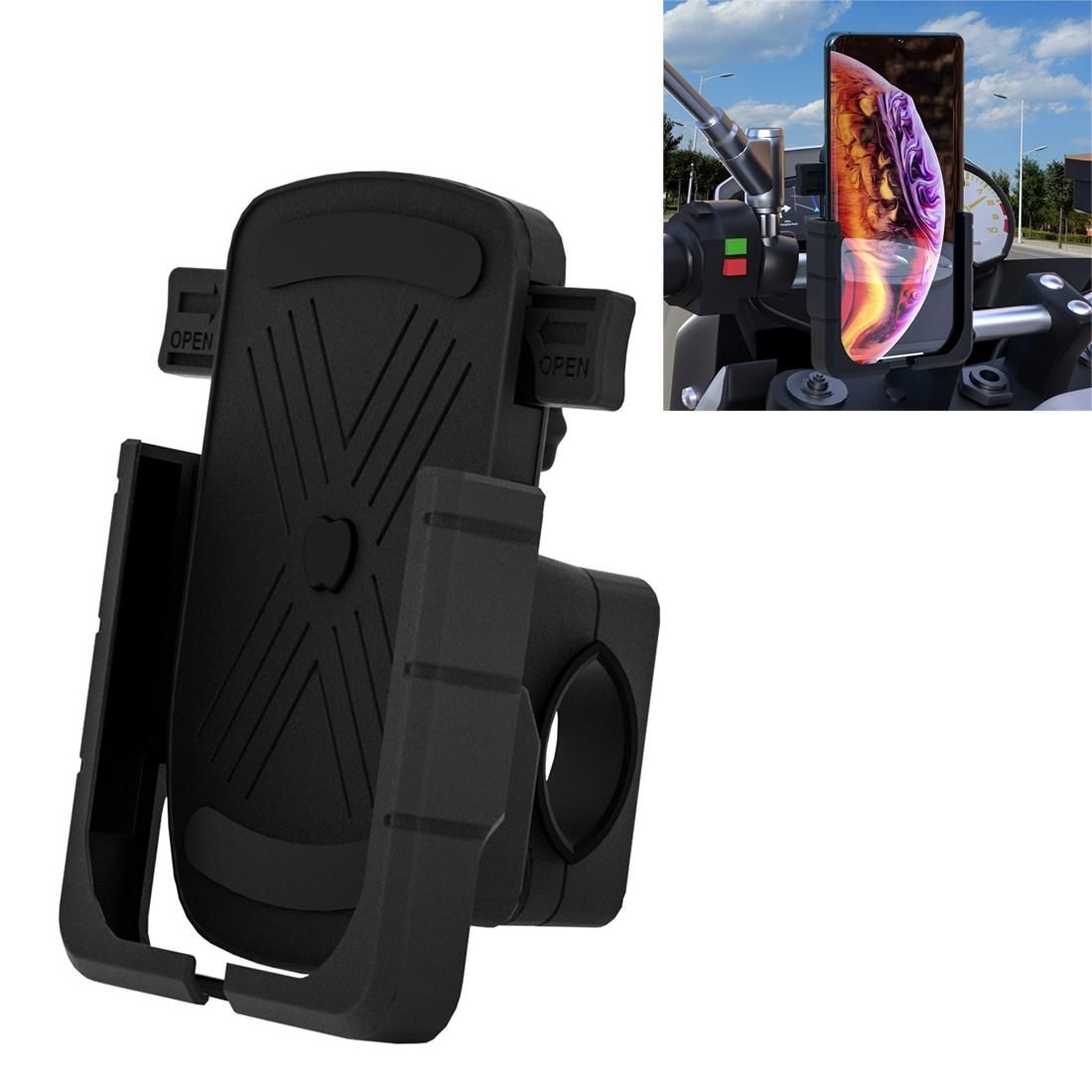 CS-1065A1 Motorcycle Aluminum Alloy Mobile Phone Holder Bracket, Handlebar Version (Black)