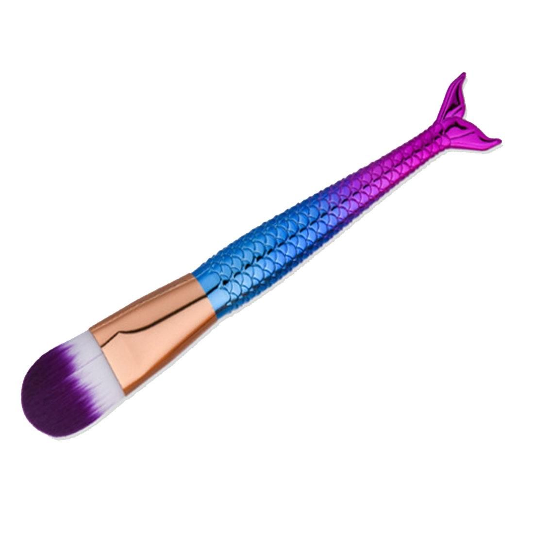 Mermaid Style Plastic Handle Makeup Brush Cosmetic Foundation Cream Powder Blush Makeup Tool (Blue)
