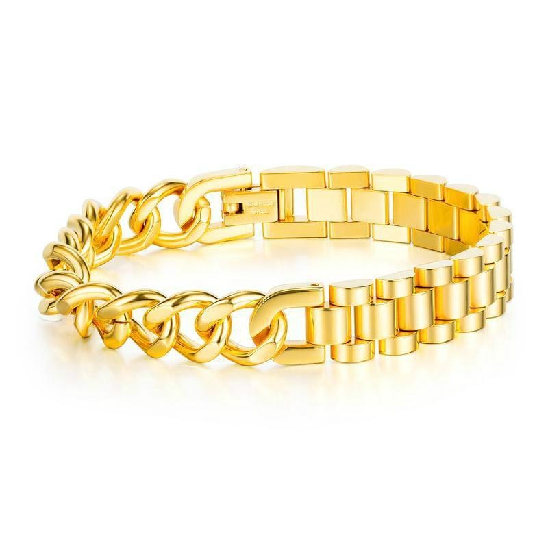 OPK 1091 Men Titanium Steel Bracelet Motorcycle Chain Bracelets, Color:Gold