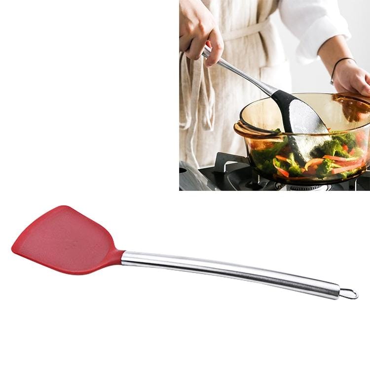 kn605 Stainless Steel Handle Silicone Slice High Temperature Resistance Cooking Slice (Red)