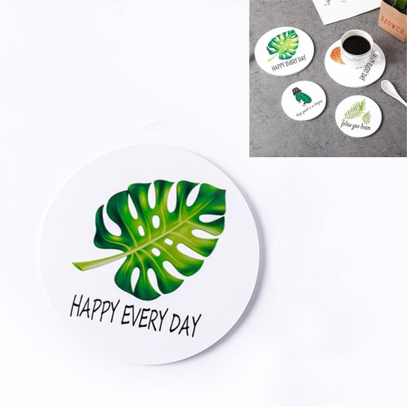 25 PCS Round Cartoon Non-slip Anti-scalding Coaster Creative Insulation Mat Cute Placemat, Size:L (Monstera)
