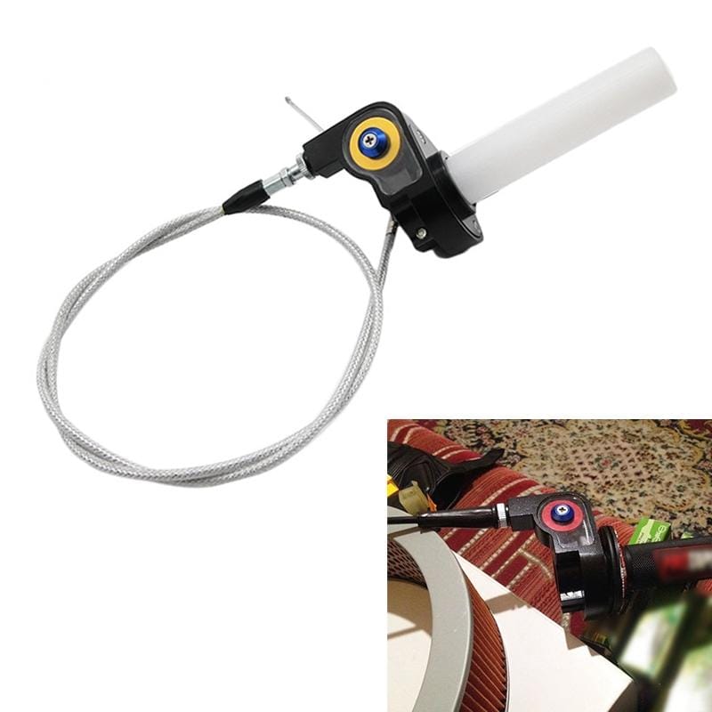 Off-road Motorcycle Modified 22mm Handle Throttle Clamp Hand Grip Big Torque Oil Visual Throttle Accelerator for with Cable (Gold with Silver Throttle Cable)