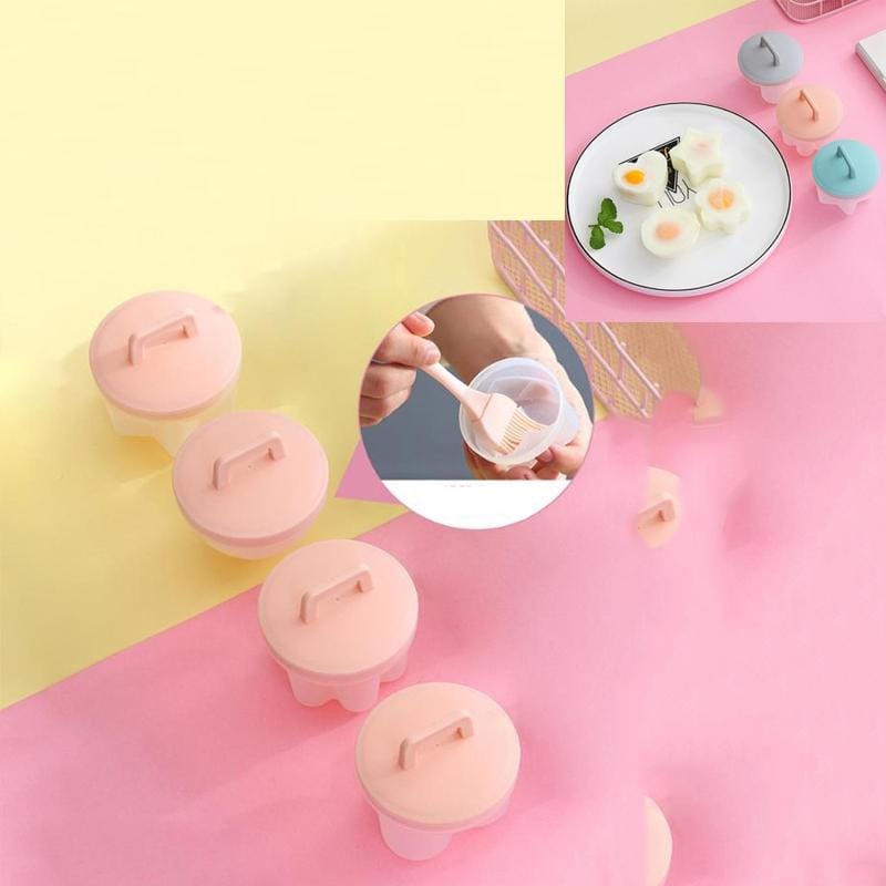 4 in 1 Home Creative Kitchen Steaming Egg Set with Oil Brush (Pink)