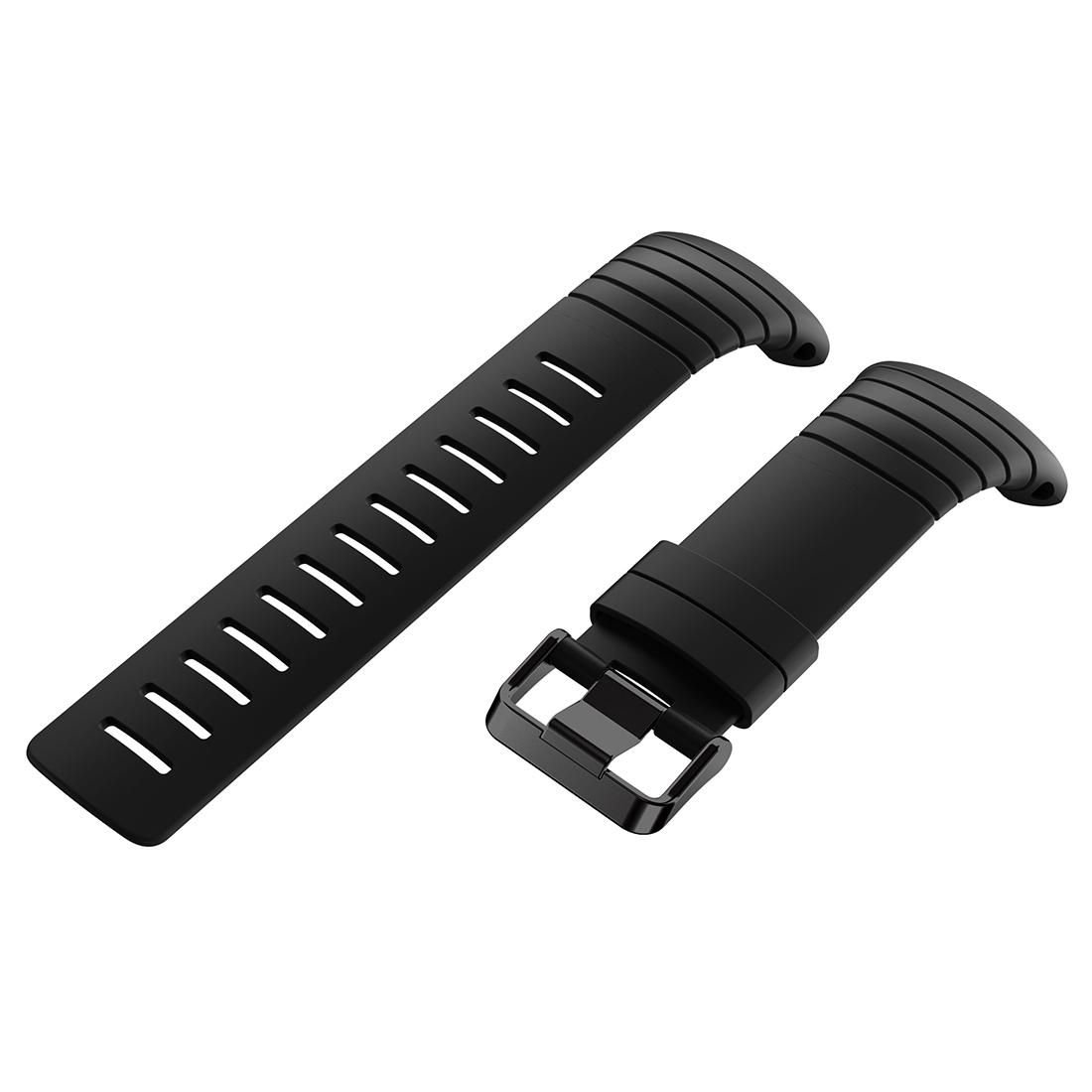 For Sunnto Core Series Square Steel Buckle Silicone TPU Watch Bands (Black)