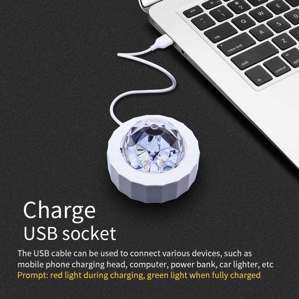 D36 3W DC 5V USB Charging Car Portable DJ Light Sound Activated Atmosphere Light Star Music Light Lamp (White)