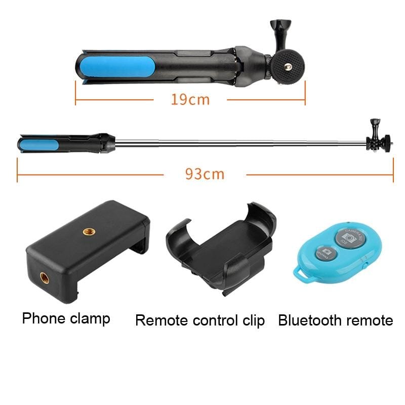 Multi-functional Foldable Tripod Holder Bluetooth Remote Control Selfie Stick Monopod for GoPro HERO7 /6 /5 Session /5 /4 Session /4 /3+ /3 /2 /1, Xiaoyi Sport Cameras, Length: 19-93cm (Blue)