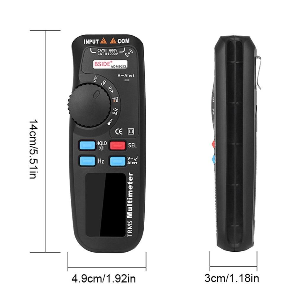 BSIDE ADM92CL Car Digital Multimeter Pen DC/AC Ammeter Voltmeter Multitester Thermometer Capacitance ohm Tester