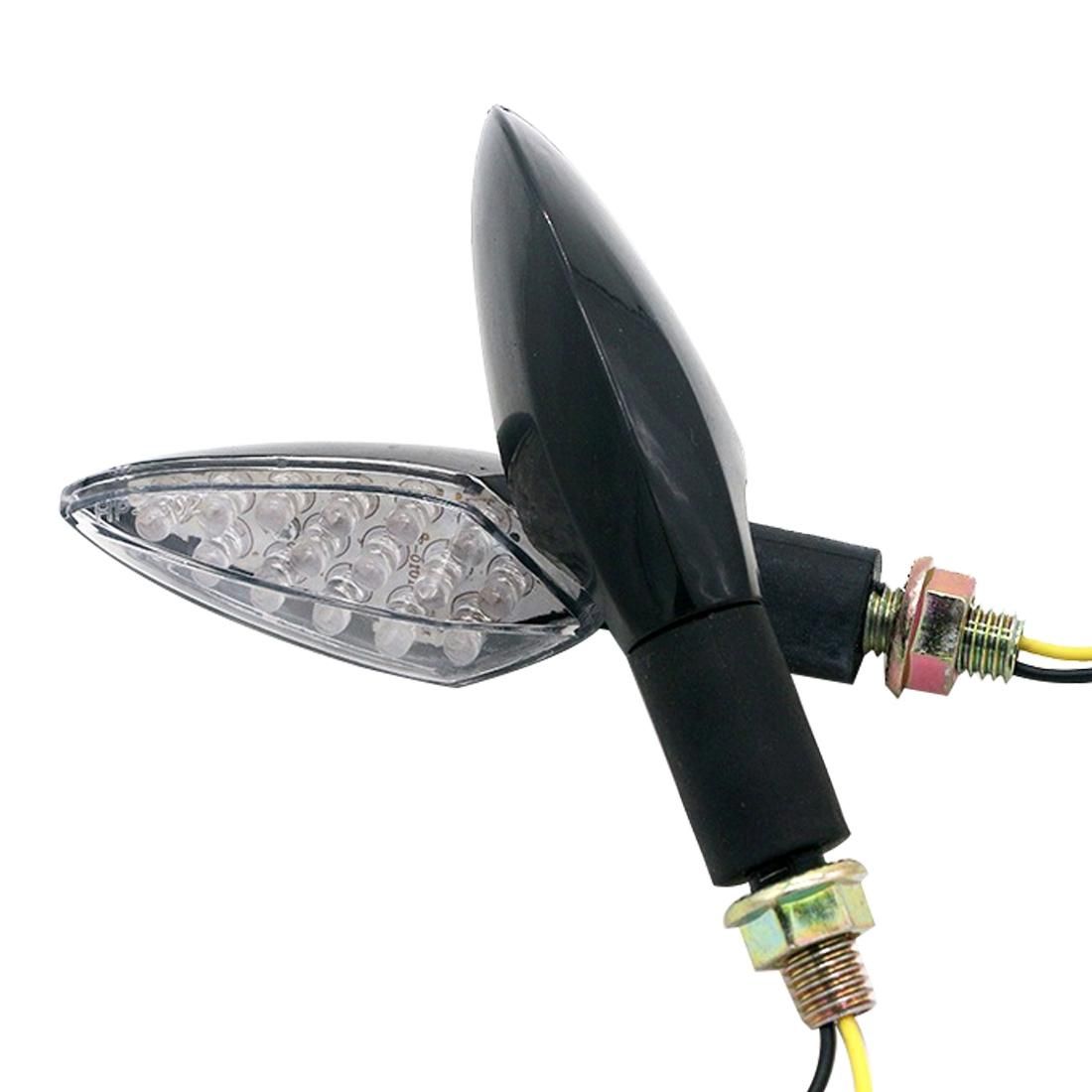2 PCS Universal Leaf Shape Motorcycle Yellow Light Turn Signal Rear Indicator Light with 15 LED Lamps, DC 12V (Grey)