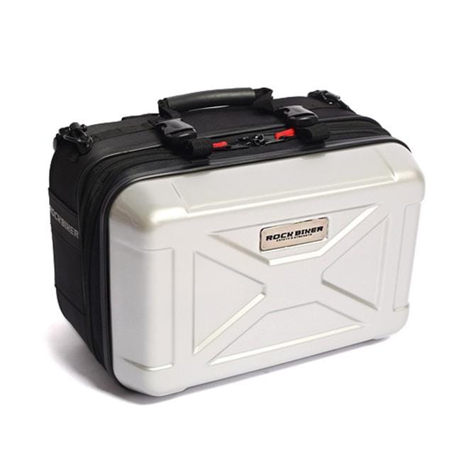 ROCK BIKER Motorcycle Top Case Aluminum Cargo Tail Box Motorbike Top Box Street Bike Rear Luggage Topcase Touring Saddle Bag (Silver)