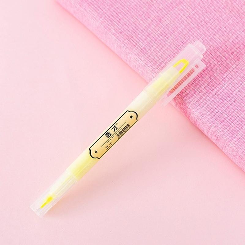 5 PCS Small Fresh Double-headed Color Fluorescent Tasteless Marker (Yellow)