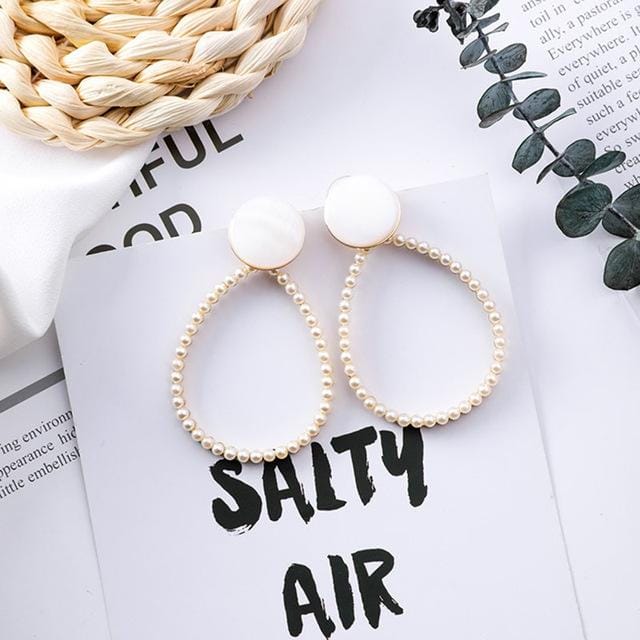 Fashion Hollow Pearl Dangle Earrings For Women Jewelry (Waterdrop)