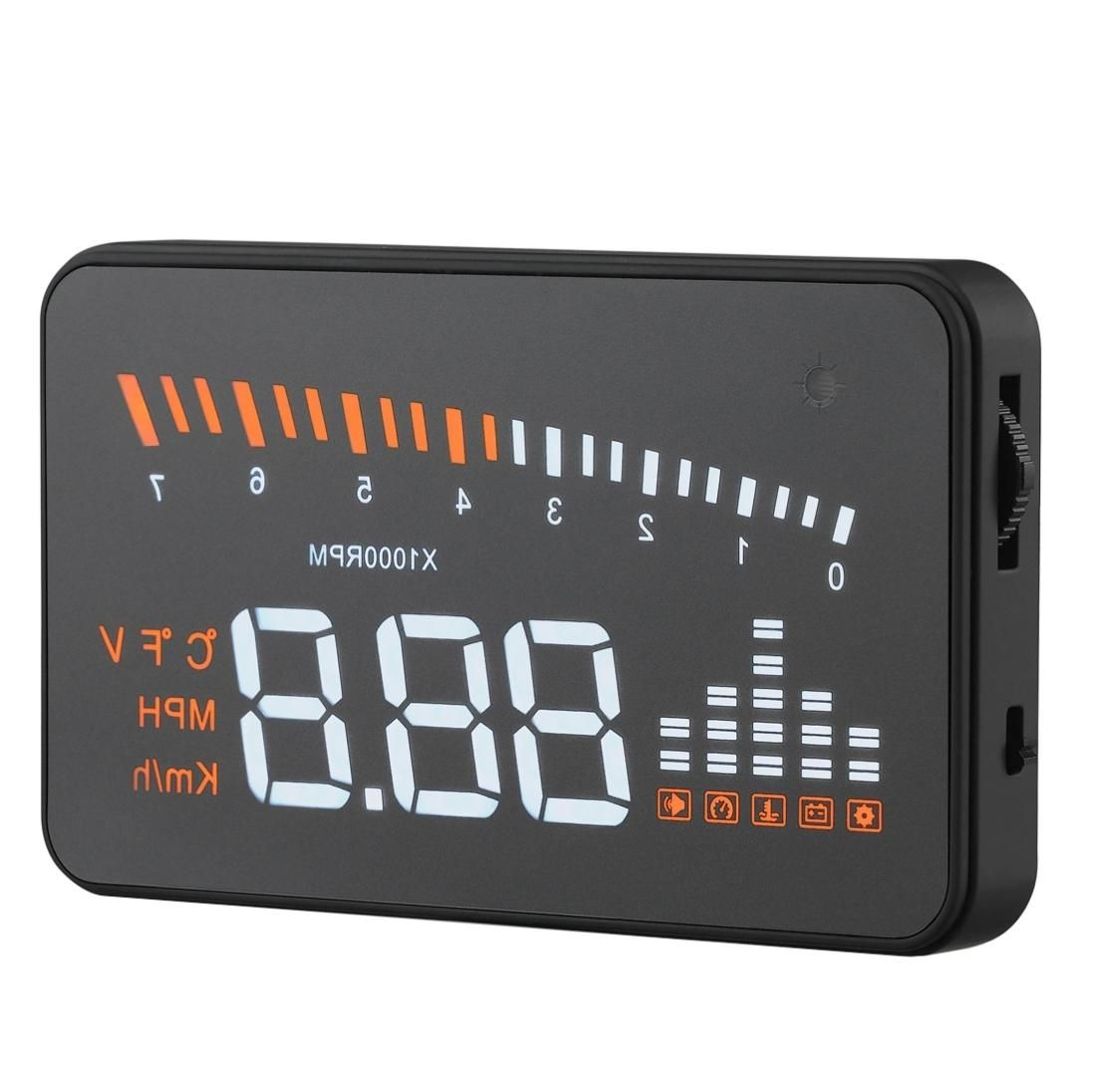 X5 HUD 3 inch Universal Multi Car Head Up Display with OBDII EOBD System, Light Sensors, Rotation Speed, Rotation Speed Unit, Unit Mark, Voltage, Water Temperature, Alarm mark (Black)