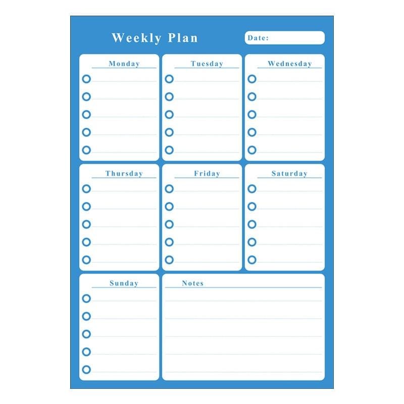Magnetic Weekly Plan Refrigerator Magnet PET Magnetic Soft Whiteboard, Size: 29.7cm x 42cm (Blue)