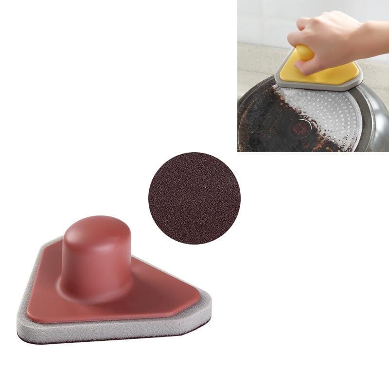 Kitchen Household Triangle Cleaning Decontamination Derusting Pot Brush Sponge Wipe (Red)