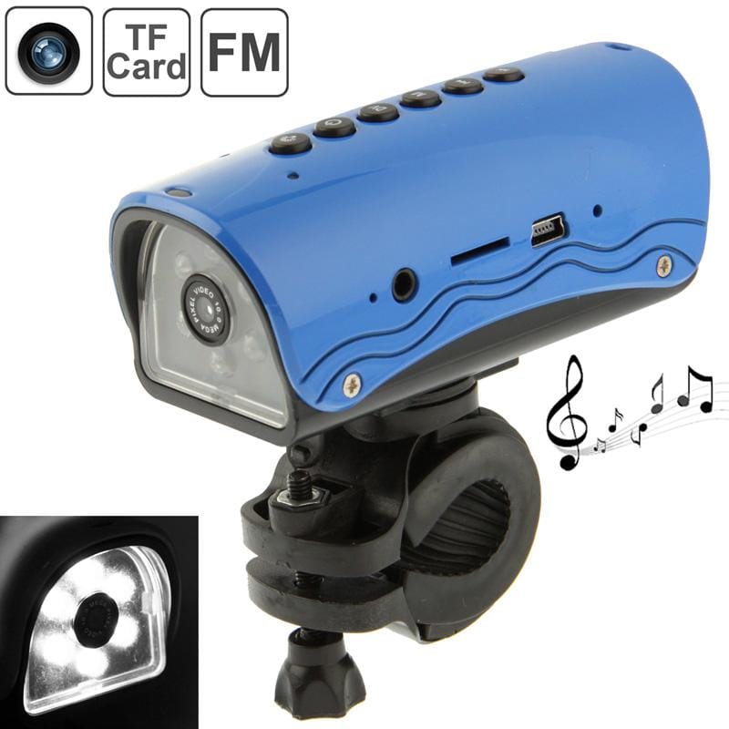 Multi-function Outdoor Sport DVR / Bicycle DVR / Helmet DVR, MP3 Player + FM Radio + LED Flashlight Function, Support TF Card, DV-009 (Blue)