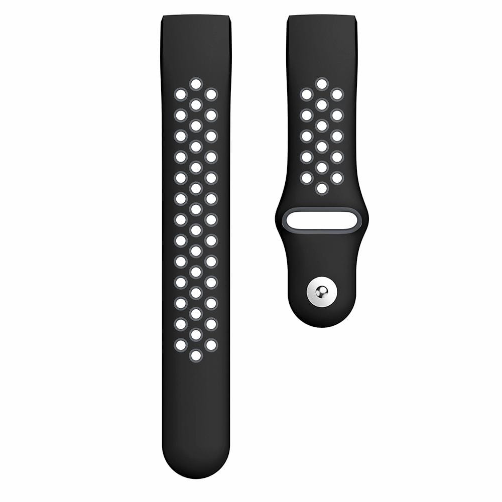 Two-color Round Hole Silicone Wrist Strap Watch Band for Fitbit Charge 3, Wrist Strap Size:145-210mm (Grey)