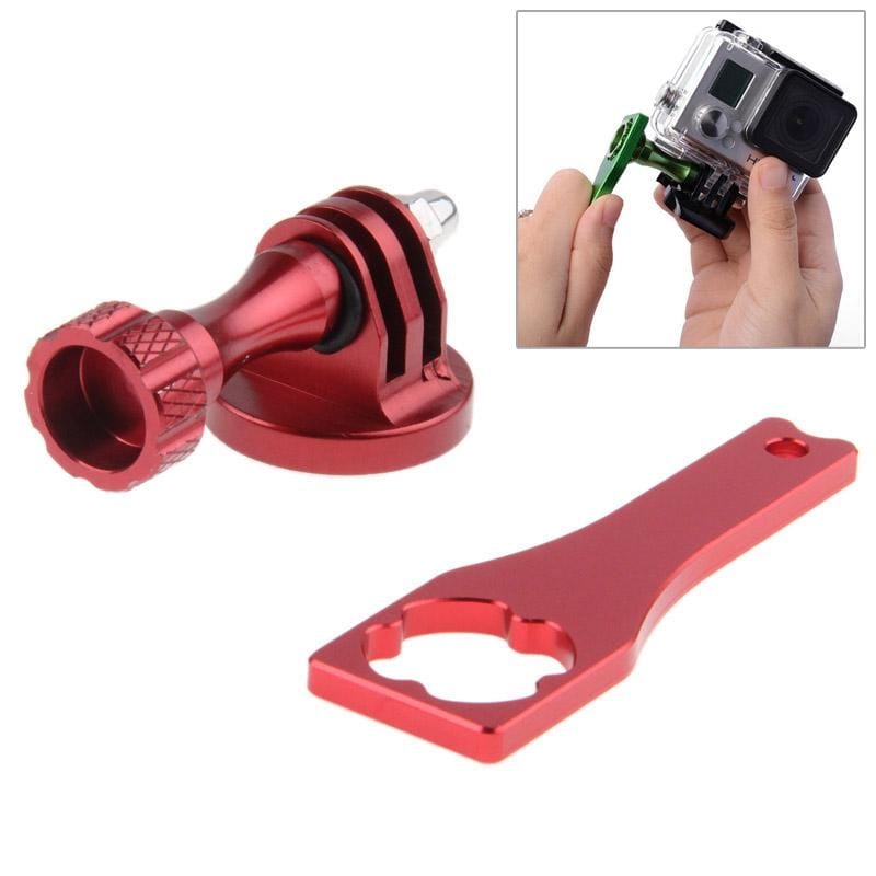 Camera Tripod Mount Adapter + Metal Standard Long Screw + Screw Rod Wrench for GoPro Hero 4 / 3+ / 3 / 2 / 1 (Red)