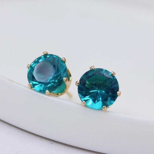 5 PCS Women Fashion Crystal Stud Imitation Zircon Earrings (Gold-Green)