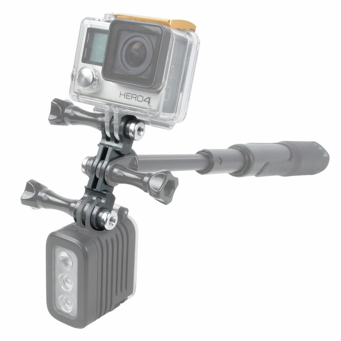 TMC HR385 Double GoPro / GoPro LED Connection Mount  for GoPro  NEW HERO /HERO6   /5 /5 Session /4 Session /4 /3+ /3 /2 /1, Xiaoyi and Other Action Cameras (Grey)
