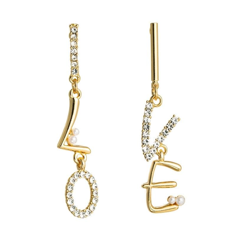 3 Pairs Letter Earrings S925 Silver Needle Earrings Wild Personality Long Earrings