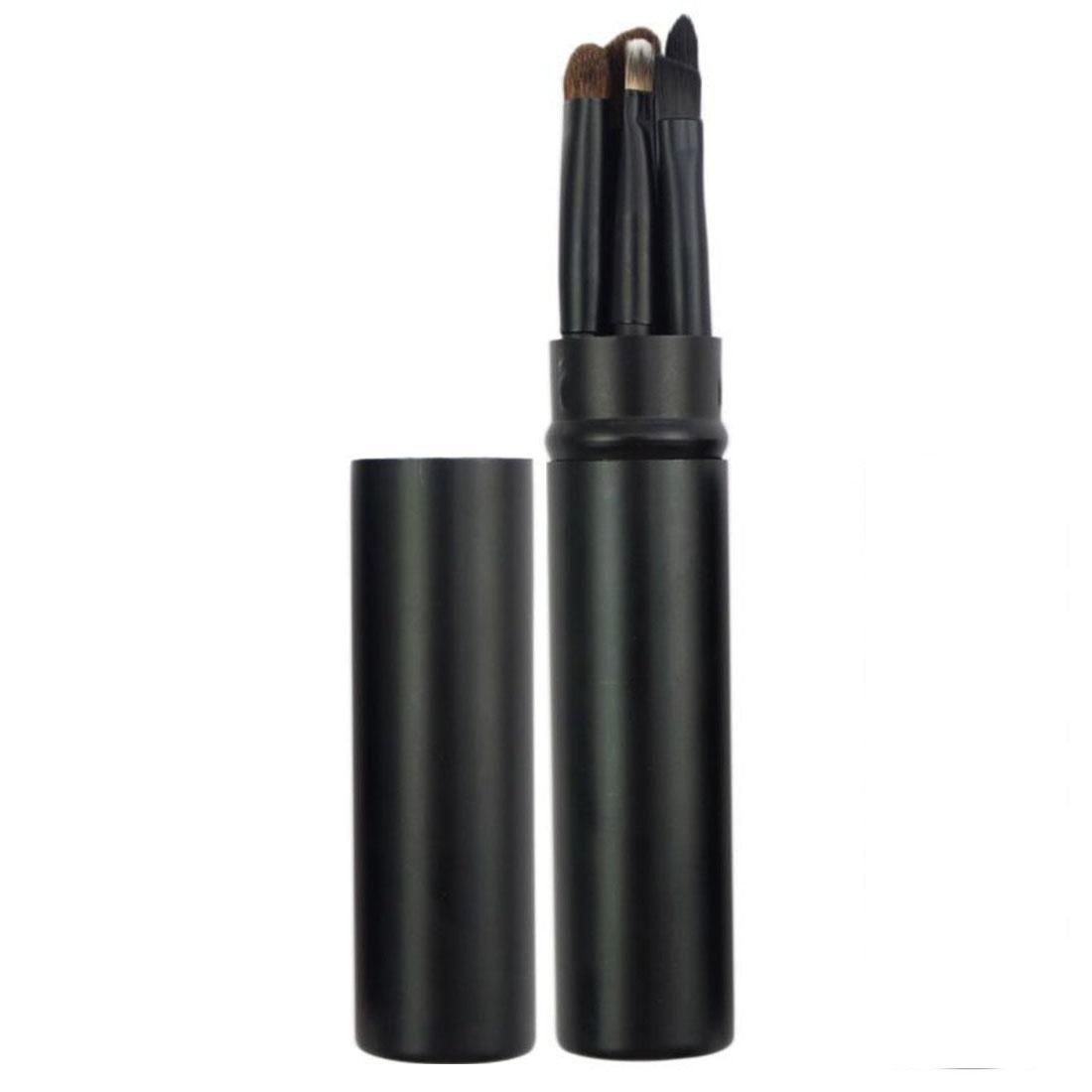 5 PCS Handle Eyes Makeup Brush Set with Aluminum Tube (Black)