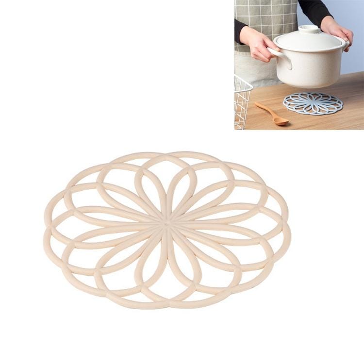 10 PCS Creative Hollow Flower Shape Ktchen Household Non-slip Anti-scalding Insulation Tableware Cup Mat (Beige)
