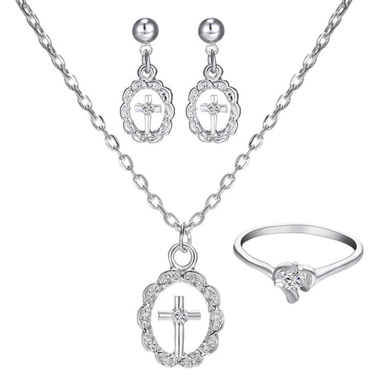 Classic Simple Rhinestone Geometric Ladies Jewelry Set (1501208C0)